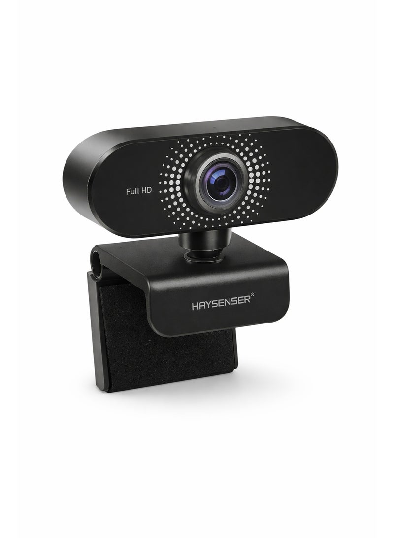Haysenser USB Webcam Full HD 1080p with Built-in Microphone – Plug & Play for PC & Laptop | Perfect for Online Classes & Office Meetings - Image 1
