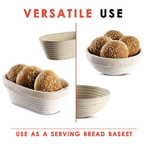 Swice Bread Banneton Proofing Basket [Set of 2] Oval 10x6 Inch Sourdough Rising Baskets with Liner - Image 3