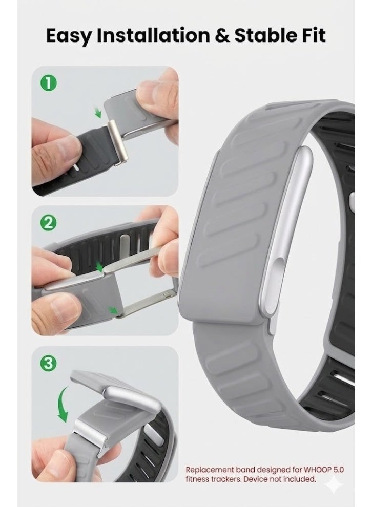 ZERO LIFESTYLE Silicone Sport Band Compatible with Whoop 5.0 Band Strap for Men and Women, Breathable and Waterproof Silicone Wristband Compatible with whoop mg band, Replacement Wrist bands Straps for Whoop 5.0 - Image 3