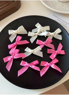 KHAJUL 18-Piece Mini Bow Hair Clips, Sweet Non-Slip Bow Hair Accessories for Women and Girls (White+Rose Red+Pink)  - Image 4