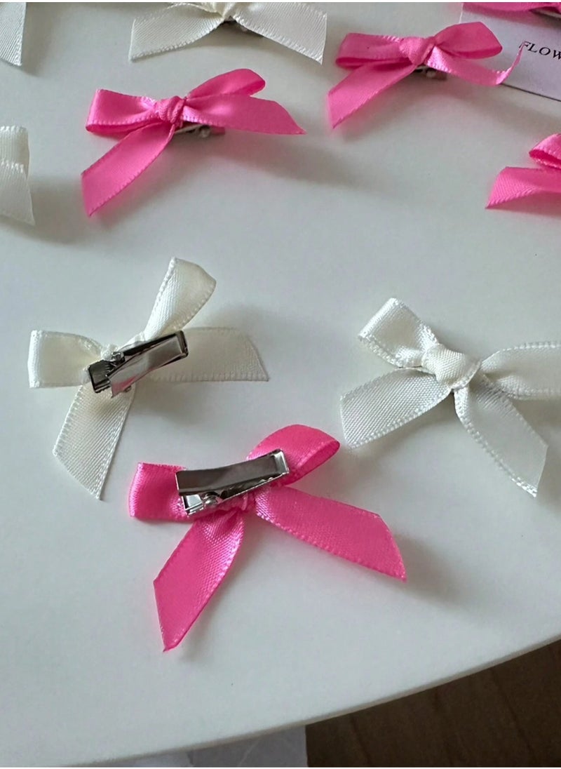 KHAJUL 18-Piece Mini Bow Hair Clips, Sweet Non-Slip Bow Hair Accessories for Women and Girls (White+Rose Red+Pink)  - Image 5