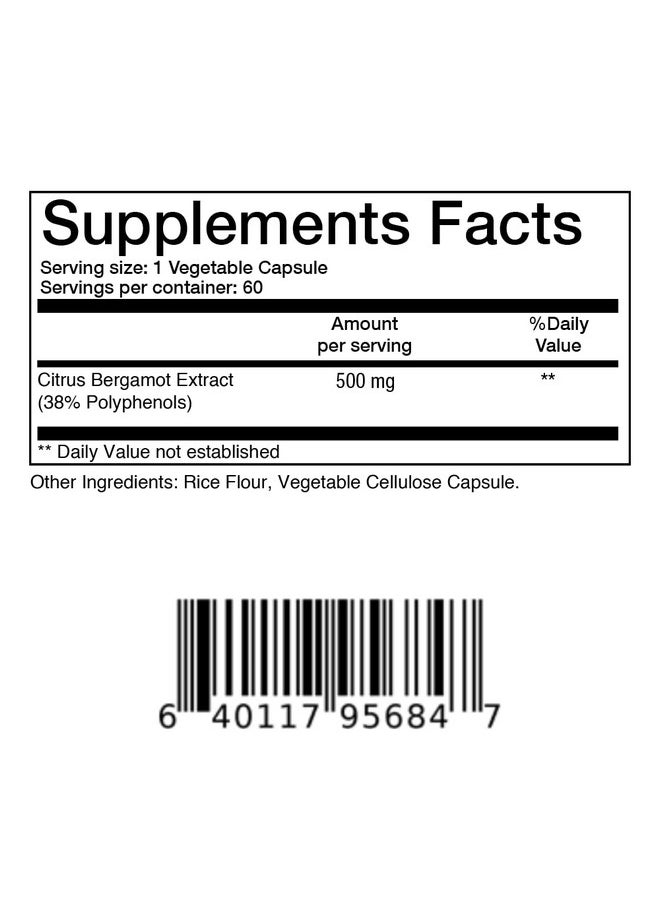 Balancebreens - Citrus Bergamot 500Mg Support Cardiovascular Metabolism & Cholesterol Health 60 Nongmo Vegan Capsules - Image 1