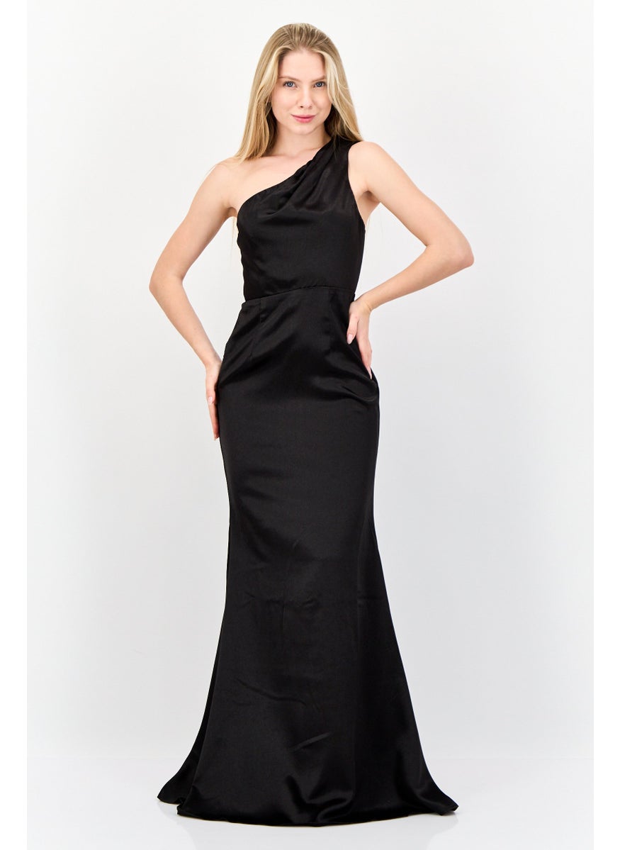 Lulus Women Solid Satin Maxi Dress, Black  - Image 1
