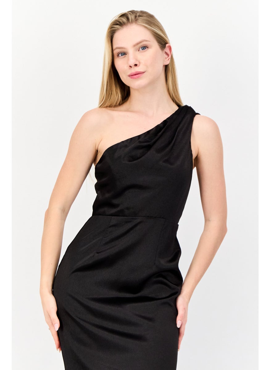 Lulus Women Solid Satin Maxi Dress, Black  - Image 4