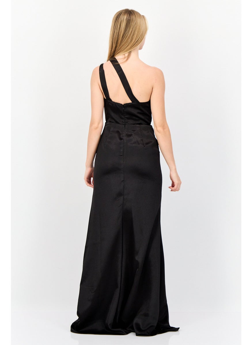 Lulus Women Solid Satin Maxi Dress, Black  - Image 2