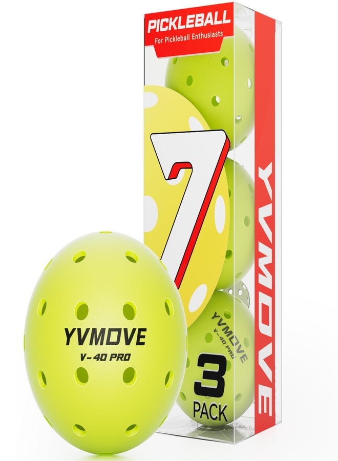 كرات بيكلبول خارجية YVMOVE V40Pro - مصبوبة دورانياً بسلاسة لمقاومة التشقق - ارتداد وطيران وفقًا لمعايير USAPA - كرات بيكلبول خضراء نيون ذات 40 ثقبًا للبطولات/الألعاب العائلية (عبوة من 3/عبوة من 12) - Image 1