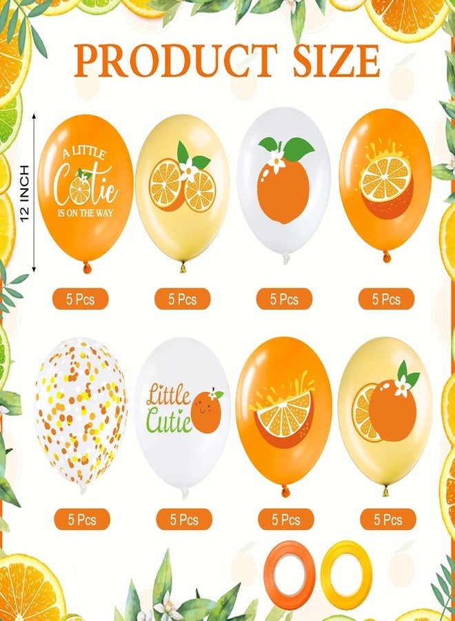 Capoda 40 Pcs Little Cutie Baby Shower Decorations a Little Cutie Is on the Way 12 Inch Balloons Fruit Orange Latex Balloons for Summer Fruit Birthday Party Favors Decorations Supplies - Image 3