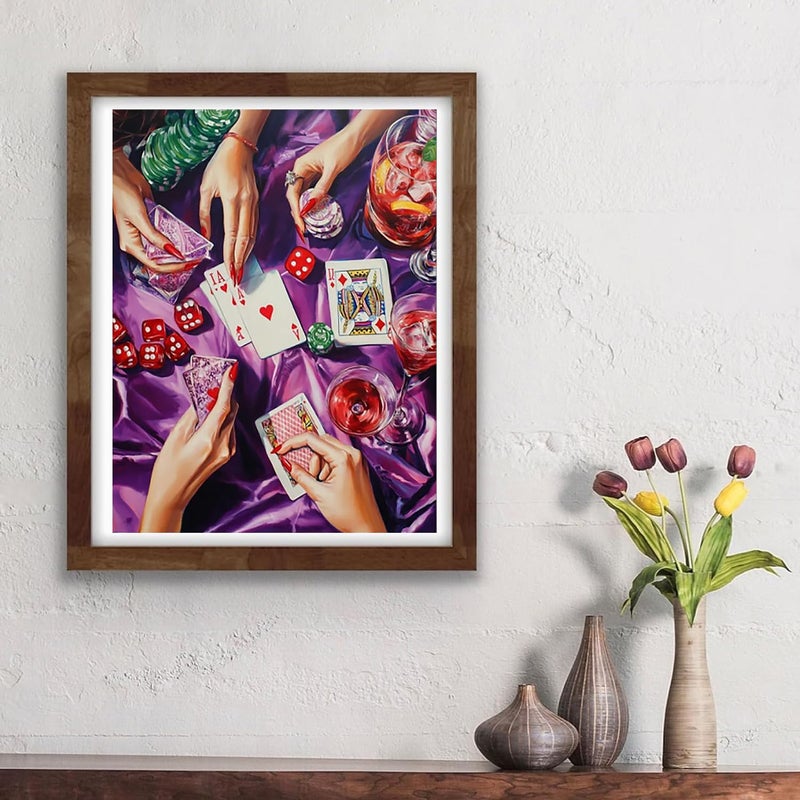 KICHANG Vintage Poker Diamond Art Kits for Adults Beginner,Purple DIY Modern Diamond Painting 5D Round Full Drill Diamond Dots Gem Art Crafts with Tools,Funny Crafts for Home Wall Decor&Gift-12x16in - Image 3