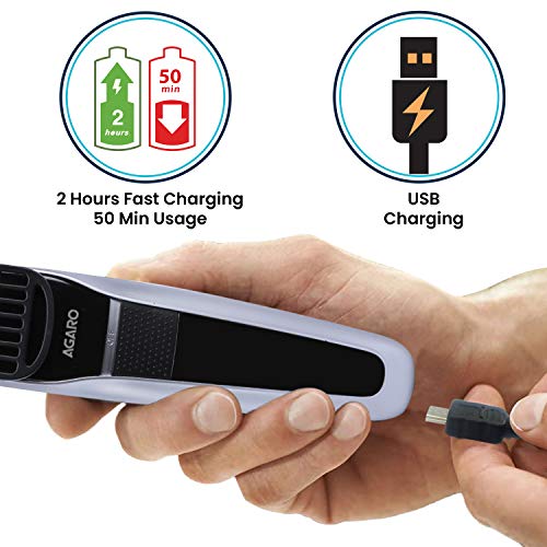 AGARO أجارو MT 5001 ماكينة تقليم اللحية للرجال، وقت تشغيل 50 دقيقة، شحن USB، شحن سريع، بطارية قابلة لإعادة الشحن - Image 4