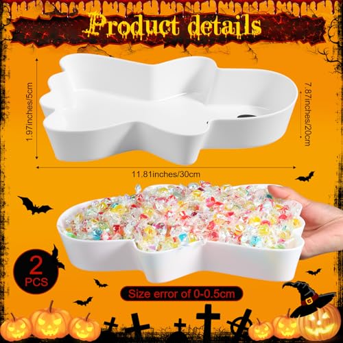 Wiwiqing 2 Pcs Halloween Ghost Candy Bowl Ghost Shaped Serving Tray Plates Plastic Spooky Dessert Platter Dish for Halloween Trick or Treat Party Food Storage Charcuterie Board Serving Supplies - Image 2
