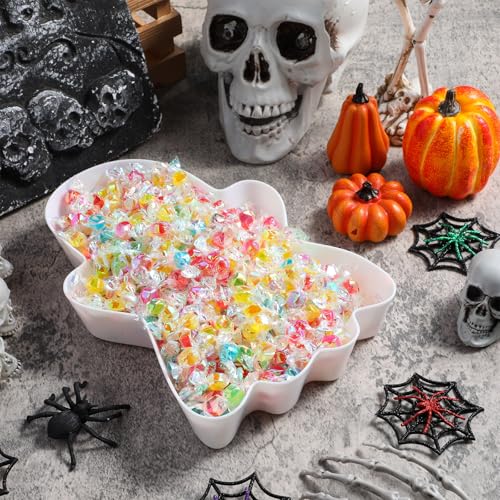 Wiwiqing 2 Pcs Halloween Ghost Candy Bowl Ghost Shaped Serving Tray Plates Plastic Spooky Dessert Platter Dish for Halloween Trick or Treat Party Food Storage Charcuterie Board Serving Supplies - Image 5
