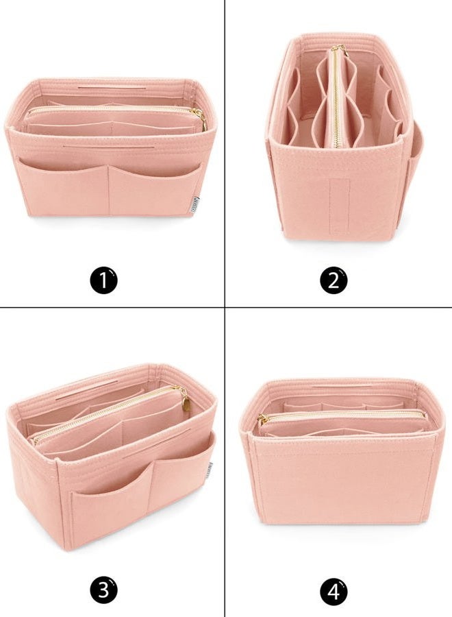LEXSION Felt Purse Bag Organizer Insert with zipper Bag Tote Shaper Fit Speedy Neverful PM MM, 1-Pink, Medium - Image 3