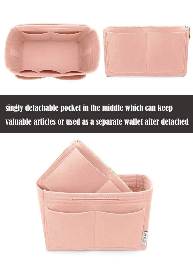 LEXSION Felt Purse Bag Organizer Insert with zipper Bag Tote Shaper Fit Speedy Neverful PM MM, 1-Pink, Medium - Image 2