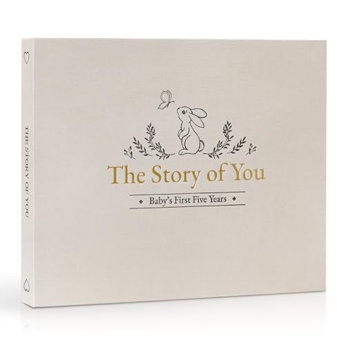 Braveriky Keepsake Baby Memory Book for Boys and Girls - First 5 Year Baby Book - Gender Neutral Baby Scrapbook or Photo Album - Record A Milestone for Every Event From Birth to Age 5 - New Mom Gift - Image 1