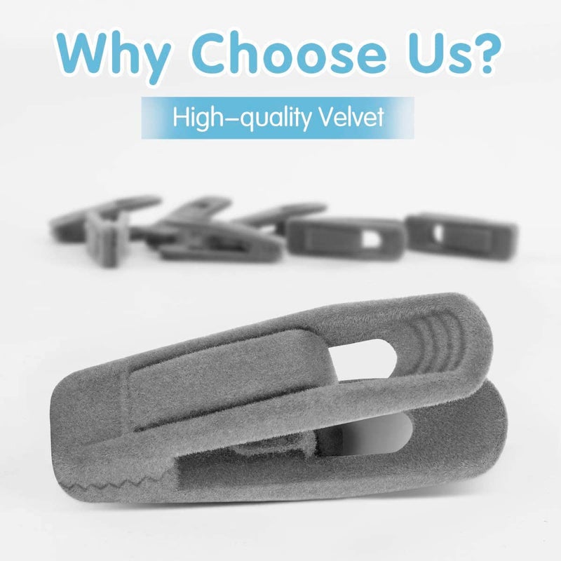 Tofiigrem Grey Hanger Clips For Velvet Hangers - 40 Pcs Gray Nonslip Velvet Hanger Clips  Skirt Hanger Flocking Clips Fit For Slim Velvet Hangers - Image 2