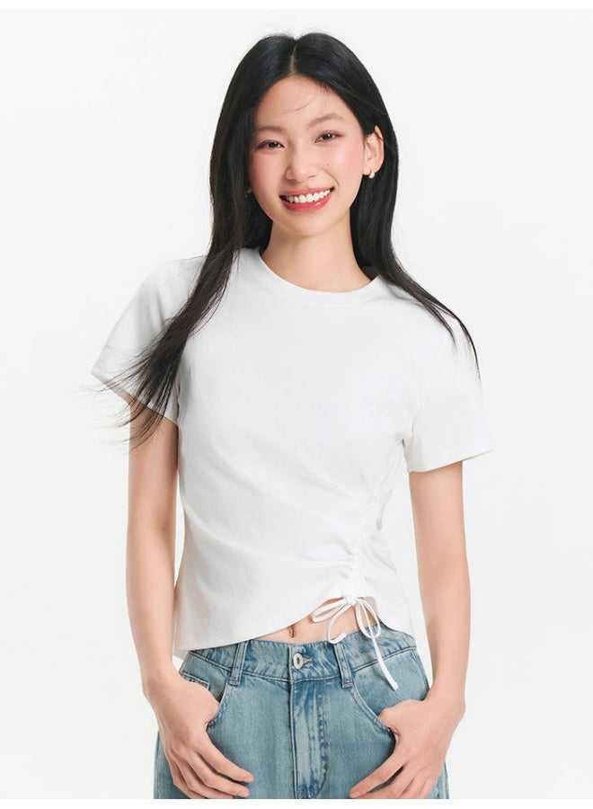 سيمير تيشيرت بتصميم طيات على الخصر للنساء - Image 1