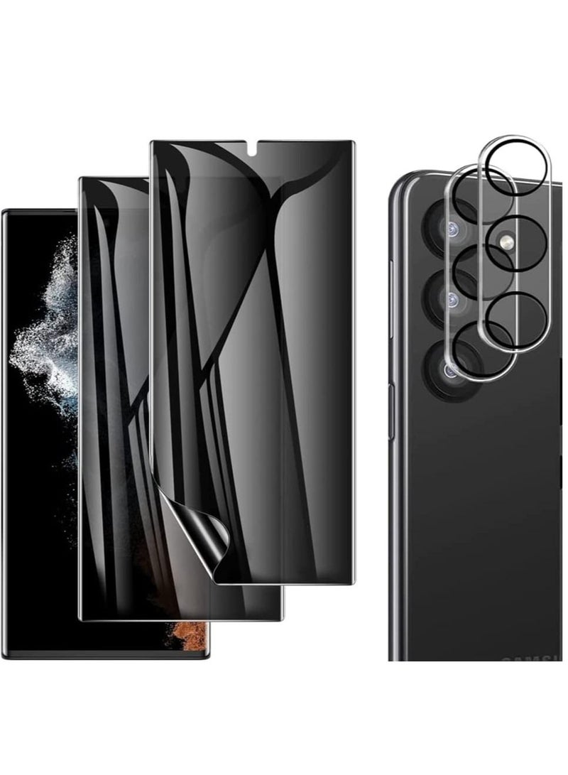[2+2] Soft TPU Privacy Screen Protector for Samsung S23 5G (Not Glass), [Support Fingerprint ID] Anti-Spy Full Adhesive Flexible Film + Camera Lens Protector for S23 (S23, Privacy) - Image 1
