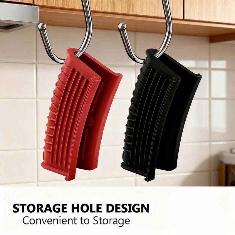 Intatikoo 2 Pairs of Silicone Assist Handle Holder,Cast Iron Pan Skillet Handle Covers Soup POTS Pot Handle Holders,Handle Protectors Non-Slip Pot Holder Sleeve,Frying pan Casserole Oven Tray Cookware - Image 5