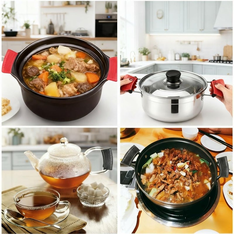 Intatikoo 2 Pairs of Silicone Assist Handle Holder,Cast Iron Pan Skillet Handle Covers Soup POTS Pot Handle Holders,Handle Protectors Non-Slip Pot Holder Sleeve,Frying pan Casserole Oven Tray Cookware - Image 4