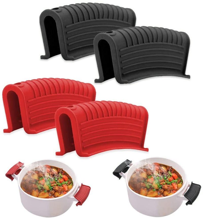 Intatikoo 2 Pairs of Silicone Assist Handle Holder,Cast Iron Pan Skillet Handle Covers Soup POTS Pot Handle Holders,Handle Protectors Non-Slip Pot Holder Sleeve,Frying pan Casserole Oven Tray Cookware - Image 1