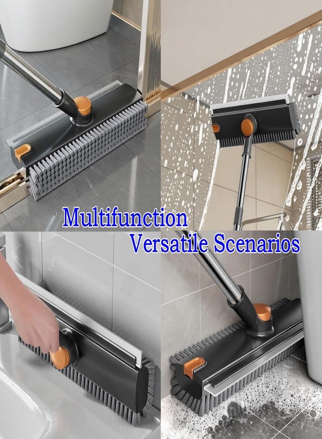 ARAINY 4 in 1 Floor Scrub Brush with Squeegee Long Handle Grout Brush 52'' 2026 Upgraded Multi-Functional Stiff Bristle Cleaning Scrub Brush Rotating Tile Brush for Cleaning Bathroom Patio, Pool, Garage - Image 5