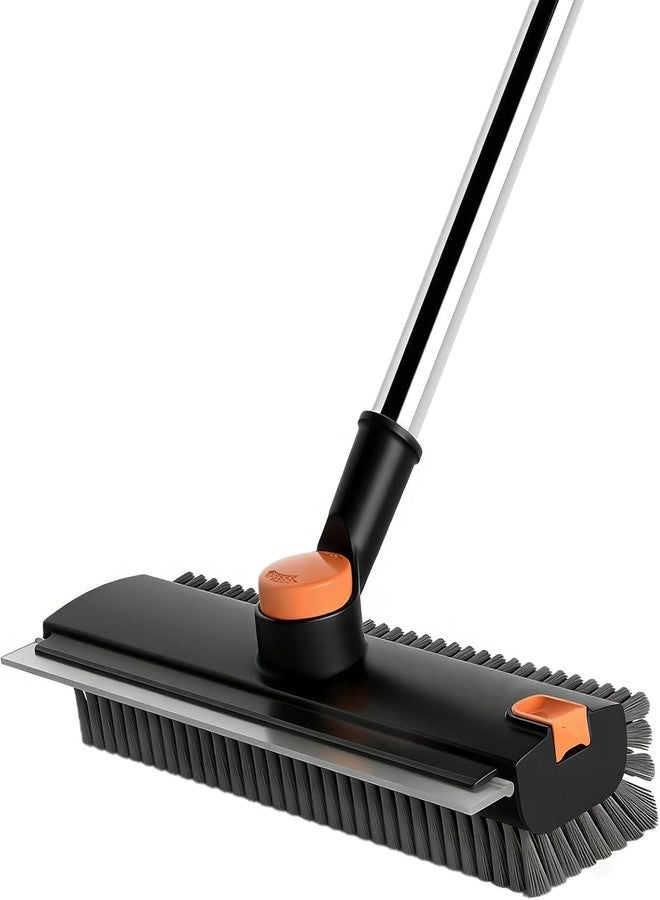 ARAINY 4 in 1 Floor Scrub Brush with Squeegee Long Handle Grout Brush 52'' 2026 Upgraded Multi-Functional Stiff Bristle Cleaning Scrub Brush Rotating Tile Brush for Cleaning Bathroom Patio, Pool, Garage - Image 1