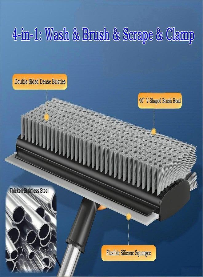 ARAINY 4 in 1 Floor Scrub Brush with Squeegee Long Handle Grout Brush 52'' 2026 Upgraded Multi-Functional Stiff Bristle Cleaning Scrub Brush Rotating Tile Brush for Cleaning Bathroom Patio, Pool, Garage - Image 3