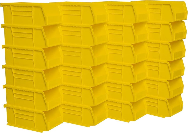 AkroMils 30220 AkroBins Plastic Storage Bins, Space-Saving Stackable Bins for Garage, Pantry, Craft Organization, 7-" x 4-" x 3-", Yellow, 24-Pack - Image 1