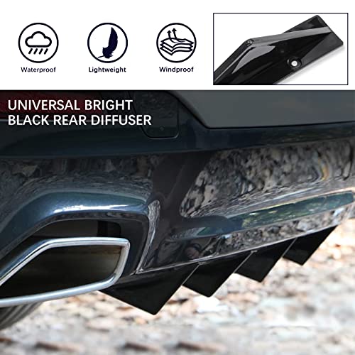JMTBNO 4pcs Universal Curved Shape Rear Bumper Diffuser Shark Fin Spoiler Trim Covers Decoration Set Lip Wing SplitterBlack - Image 3
