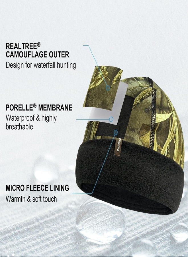 DexShell Waterproof Camouflage Watch Cap - Windproof Fleece-Lined Realtree Hat for Men & Women with Porelle Membrane for Cold & Wet Outdoor Conditions, Realtree Max-7, S/M (56-58cm) - Image 3