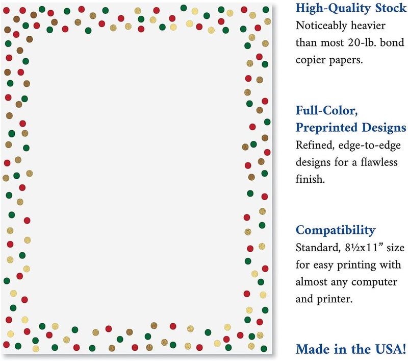 Current Foil Confetti Letter Papers - Set of 25, Stationery Papers, 8.5" x 11", Computer Paper, 70# Text Paper, Holiday, Christmas, Invitations, Newsletters… - Image 4