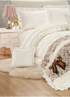 Moon 4 Pieces Single Size 160x210Cm Comforter Set Medium Filling Bedding Set for All Season Includes 1Comforter 1Bedsheet 1Pillow Shams and 1Cushion cases  - Image 2