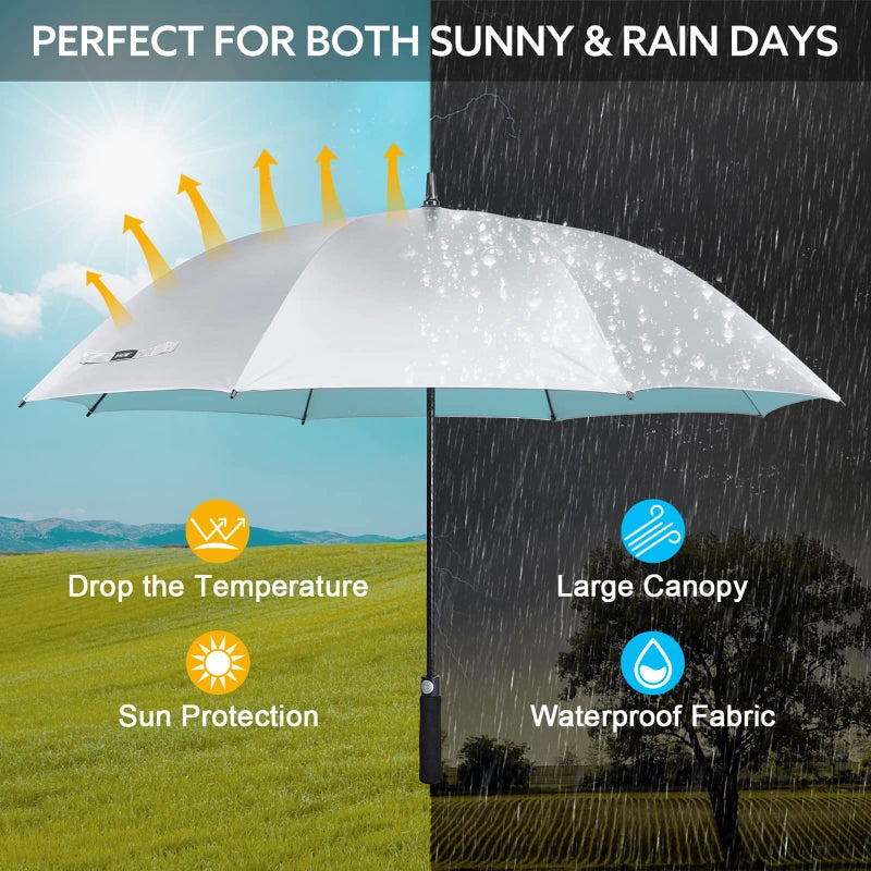 G4Free 62 Inch Windproof UV Protection Golf Umbrella - Extra Large Automatic Open Silver Coated Stick Umbrella (Lake Blue) - Image 4