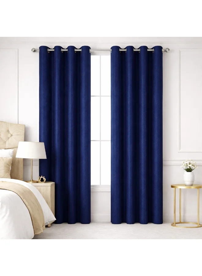 Bliss Casa Bliss Casa Indigo Lite Window Curtains 2 Pack 240 x 140 cm – Lightweight Solid Eyelet Curtains for Bedroom Living Room – Soft Light Filtering Drapes