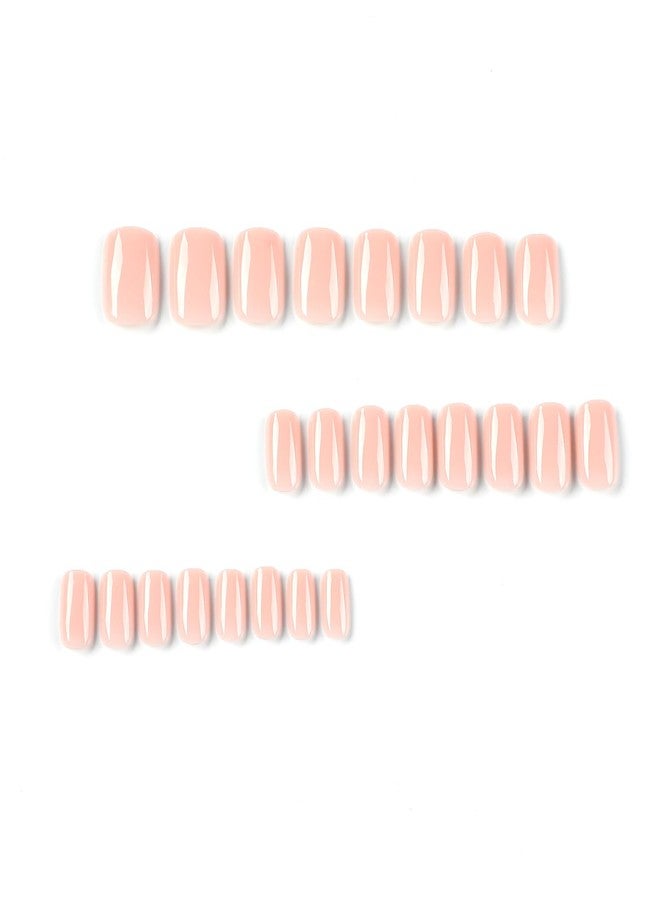 HJKDSFD Extra Short Press on Nails Acrylic Square Fake Nails with Nail Glue Nude Pink False Nails with Artificial Glossy Designs Full Cover Stick on Nails for Women Nail Decorations - Image 2