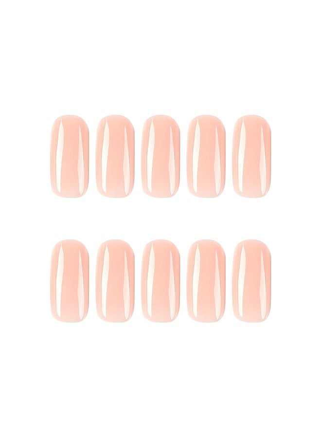 HJKDSFD Extra Short Press on Nails Acrylic Square Fake Nails with Nail Glue Nude Pink False Nails with Artificial Glossy Designs Full Cover Stick on Nails for Women Nail Decorations - Image 4