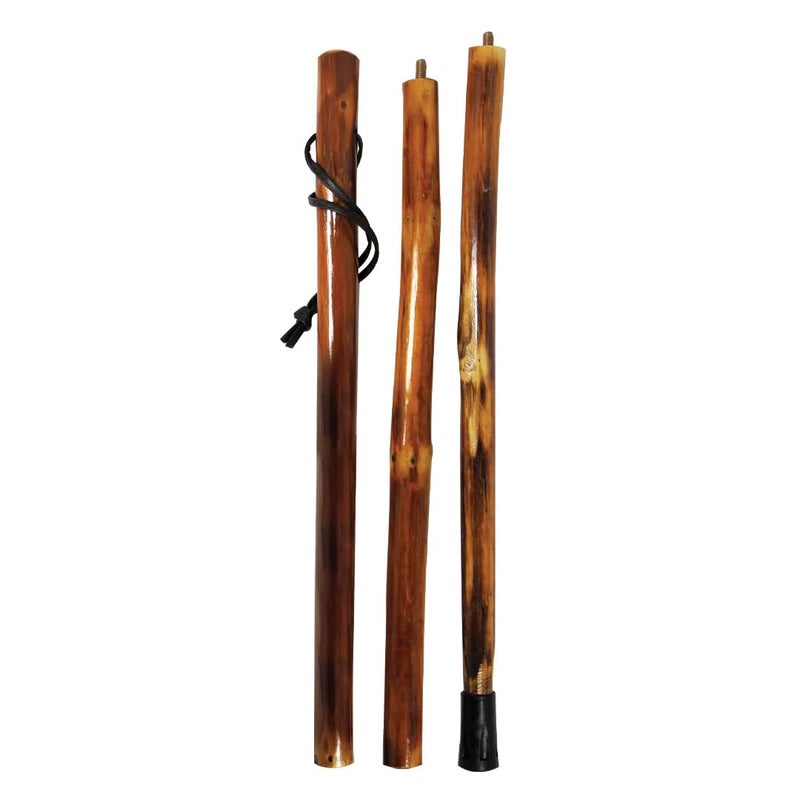 SE 3 Piece 55" Detachable Wood Walking/Hiking Stick - Asian Bianbai with Metal Tip, Reinforced Rubber Tip, and Water-Resistant Travel Pouch - Portable and Durable for Outdoor Adventures - Image 1