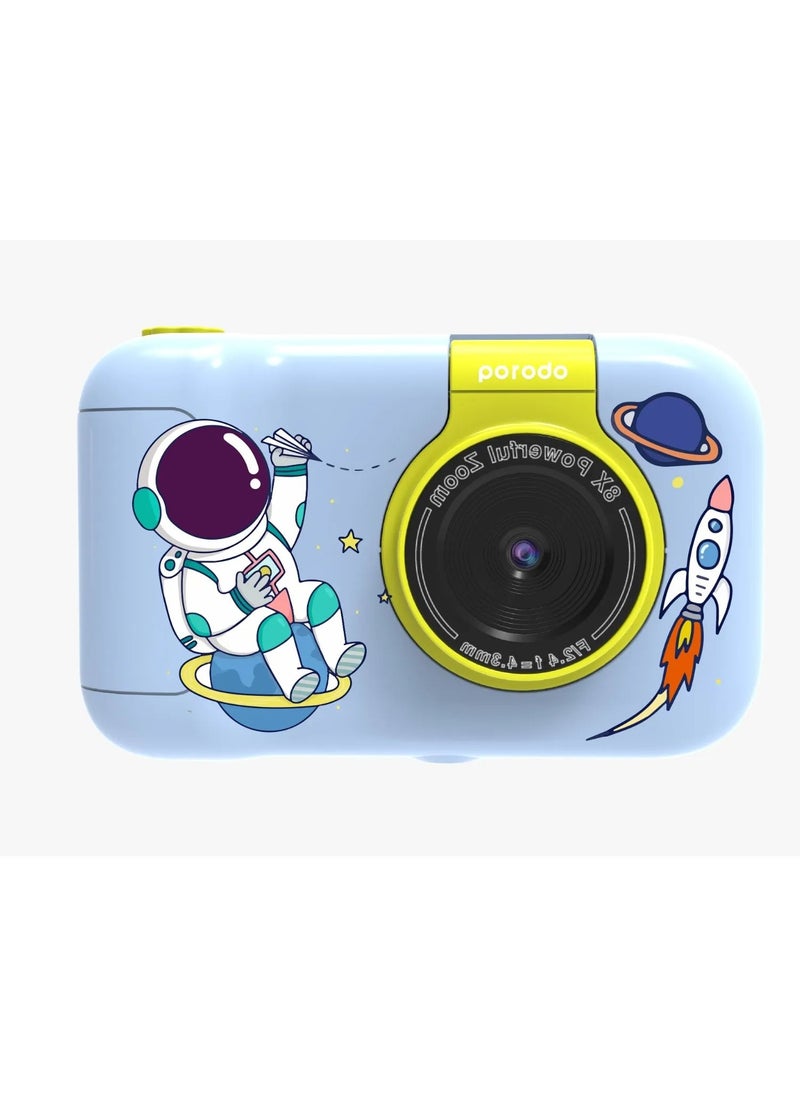 porodo - Flip Digital Camera for Kids with Tripod Stand and 2.4" Wide Screen / 4H Battery Life / 48MP Image Resolution / 180° Flip Lens - Blue - Image 1