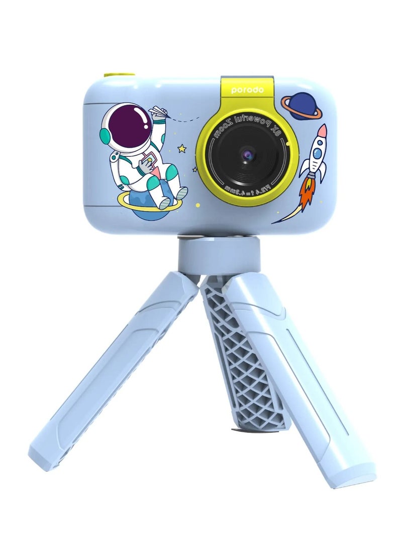 porodo - Flip Digital Camera for Kids with Tripod Stand and 2.4" Wide Screen / 4H Battery Life / 48MP Image Resolution / 180° Flip Lens - Blue - Image 1