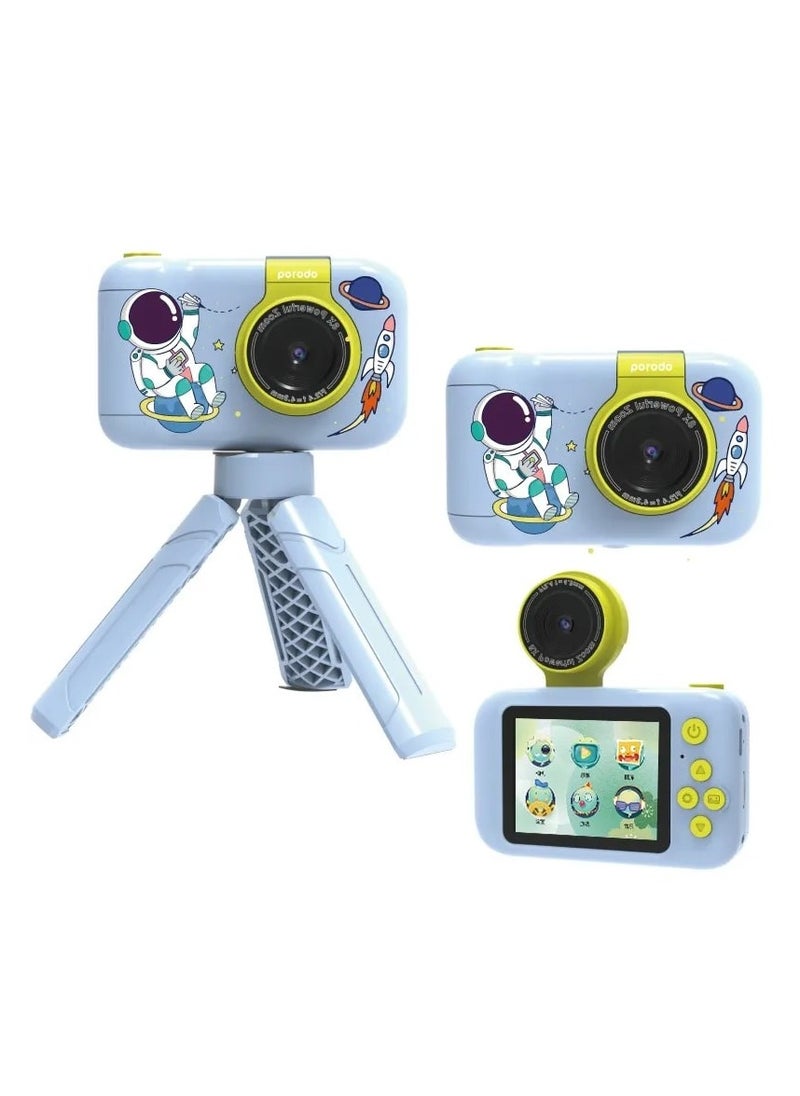 porodo - Flip Digital Camera for Kids with Tripod Stand and 2.4" Wide Screen / 4H Battery Life / 48MP Image Resolution / 180° Flip Lens - Blue - Image 1