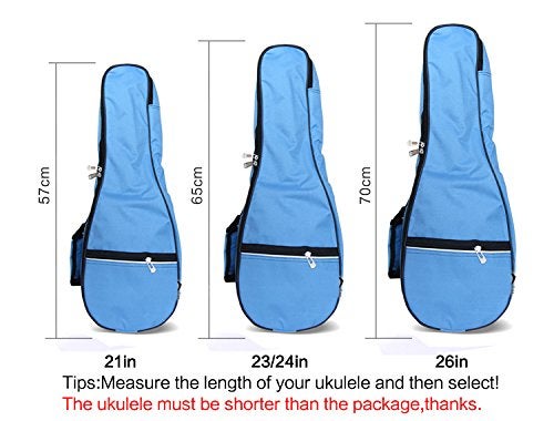 HOT SEAL Waterproof Durable Colorful Ukulele Cotton Case Bag with Storage (21in, light blue) - Image 5