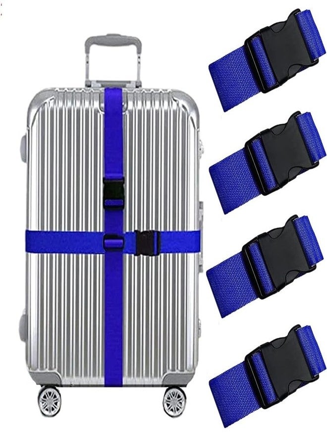 iCONY أحزمة أمتعة للحقائب، لتثبيت أغراضك، مصنوعة من مادة حزام الأمان، مقاس 2 بوصة × 6.5 قدم، مناسبة لحقائب الترولي وحقائب السفر (عبوة من 4 قطع، لون أزرق). - Image 1