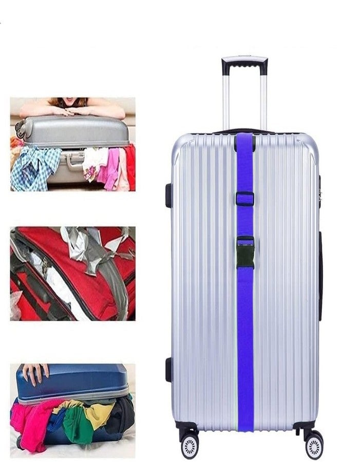 iCONY أحزمة أمتعة للحقائب، لتثبيت أغراضك، مصنوعة من مادة حزام الأمان، مقاس 2 بوصة × 6.5 قدم، مناسبة لحقائب الترولي وحقائب السفر (عبوة من 4 قطع، لون أزرق). - Image 5