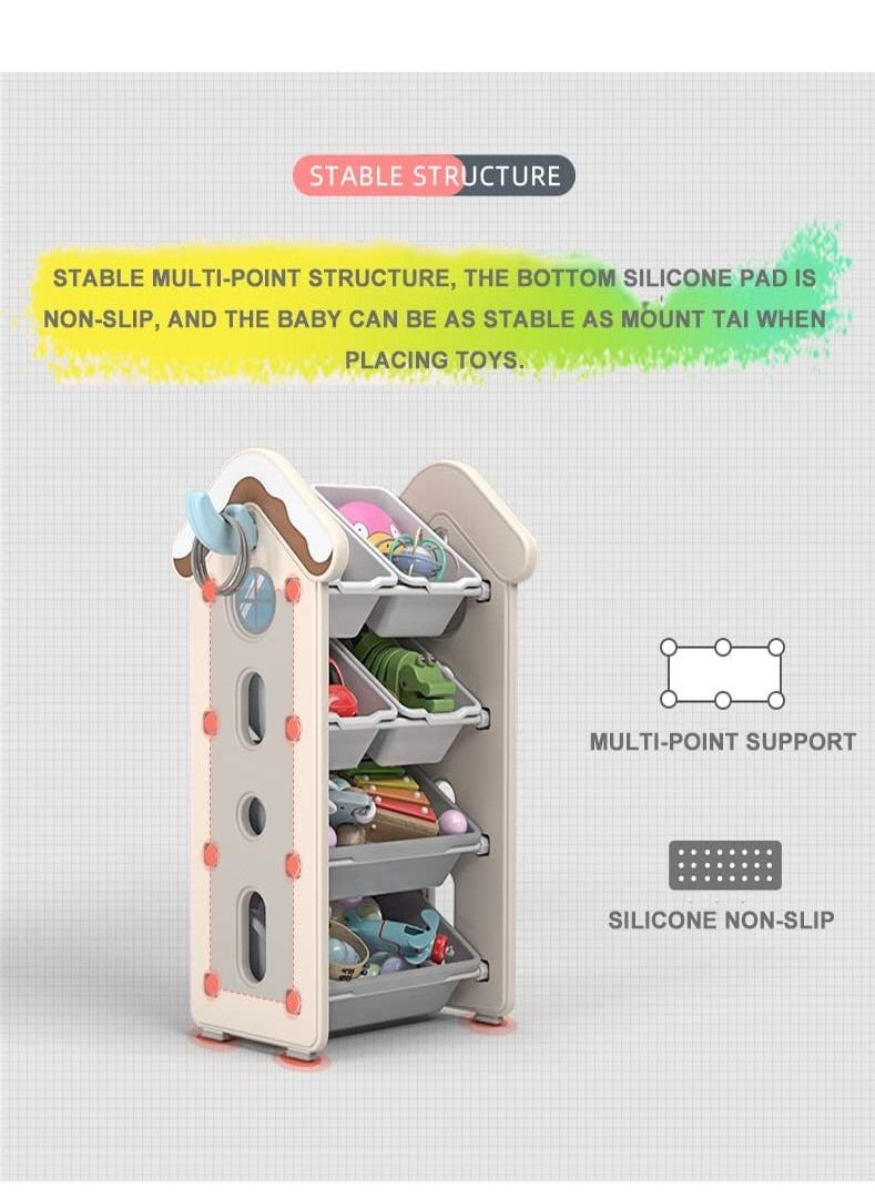 Arabest - Deluxe Multi-Box Toy Storage Box, Large Capacity Storage Unit, Children's Toy Storage Box, Playroom Display Unit (Combo One , White) - Image 1