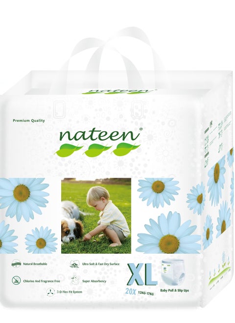 Nateen Premium Baby Pants Diapers,Size 5 (12-17kg),X-Large Baby Pull Ups,20 Count Diaper Pants,Super Absorbent,Ultra Thin Baby Diapers Pants.