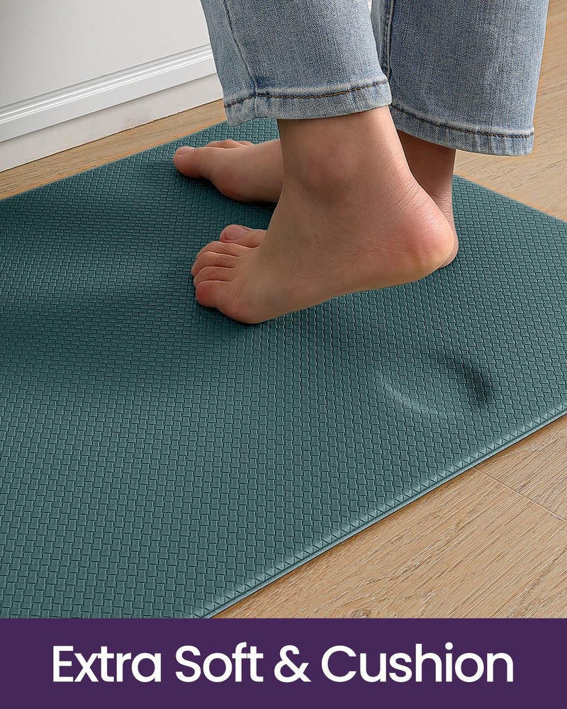 DEXI Kitchen Floor Mats Cushioned Anti Fatigue,17x29+17x59, Standing Runner Rug Waterproof, Comfort Memory Foam Padded for Front Sink Laundry Set of 2, Hunter Green - Image 3
