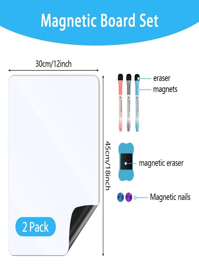 Windance Magnetic White Board for Fridge 12”x18” 2 Pack Small Dry Erase Board for Kitchen Organizer and Planner, Fridge Whiteboard for Family to-do List, Includes Markers and Eraser - Image 3