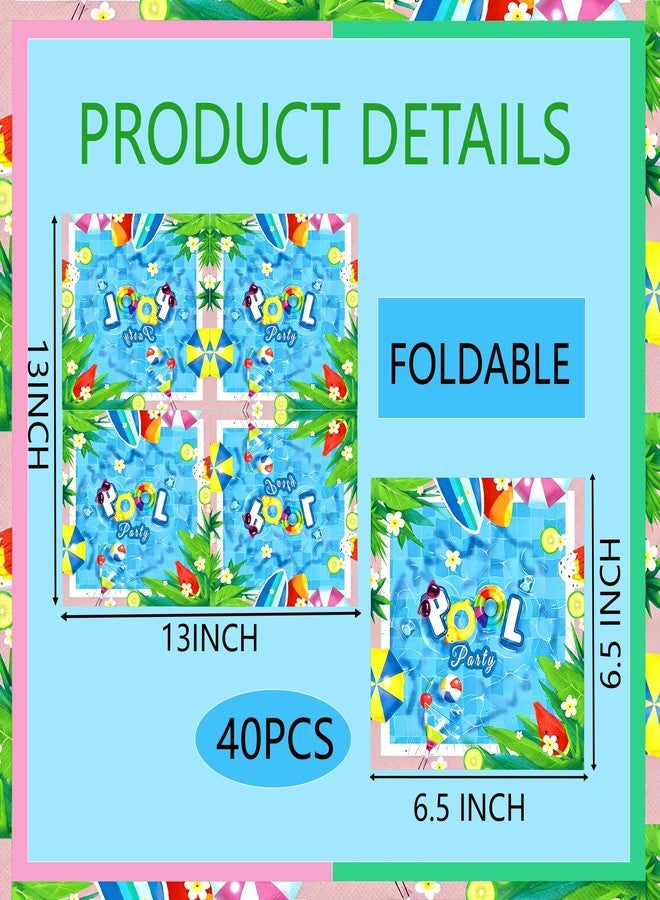 Tyotrbs 40Pcs Pool Party Paper Napkins Summer Party Napkins Supplies Decorations Hawaiian Napkins Dinner Napkins for Birthday (Blue) - Image 4