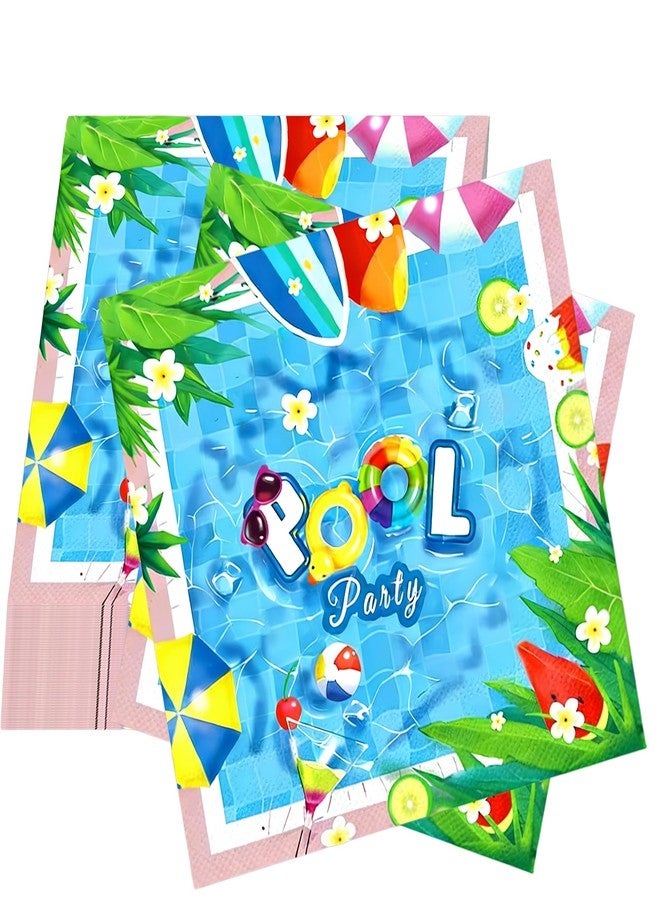Tyotrbs 40Pcs Pool Party Paper Napkins Summer Party Napkins Supplies Decorations Hawaiian Napkins Dinner Napkins for Birthday (Blue) - Image 1