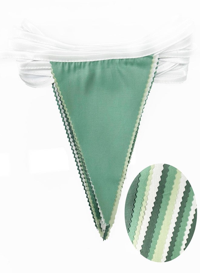 pinkblume 32Ft Sage Green Party Decorations Avocado Green Triangle Flag Fabric Banner Pennant Bunting Garland Streamers for Birthday Wedding Baby Shower Jungle Safari Summer Golf Christmas Outdoor Party Decor - Image 2